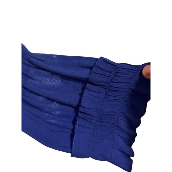 Woman Plus Size Blouse Top 22/24W Blue Long Sleeve Tiered - Picture 2 of 5